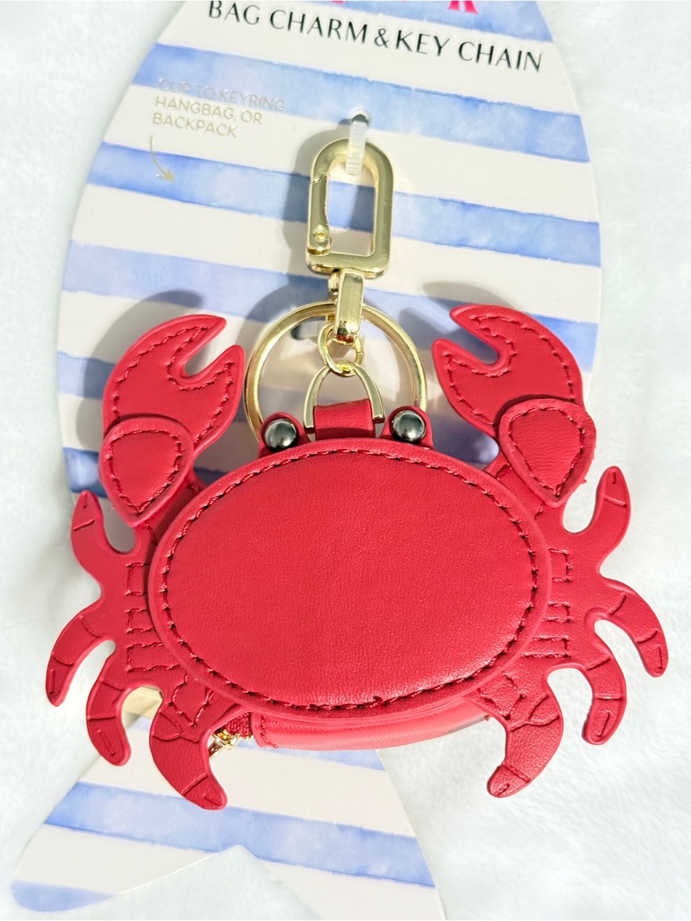 Piper K Red Crab Bag Charm with Gold Hardware - Picture 3 of 3